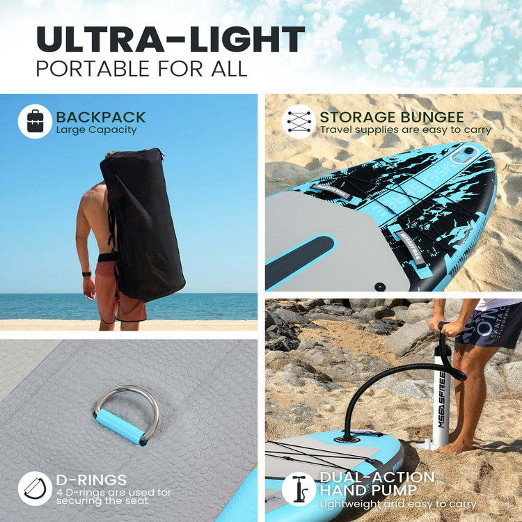 Deep Green Inflatable Stand Up Paddle Board – Durable SUP with Adjustable Paddle,Dual Action Pump, Carry Bag, Ankle Leash, Non-Slip EVA Deck – All Skill Levels