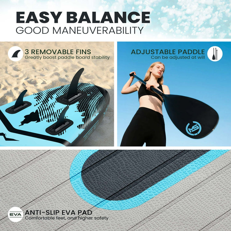 Deep Green Inflatable Stand Up Paddle Board – Durable SUP with Adjustable Paddle,Dual Action Pump, Carry Bag, Ankle Leash, Non-Slip EVA Deck – All Skill Levels