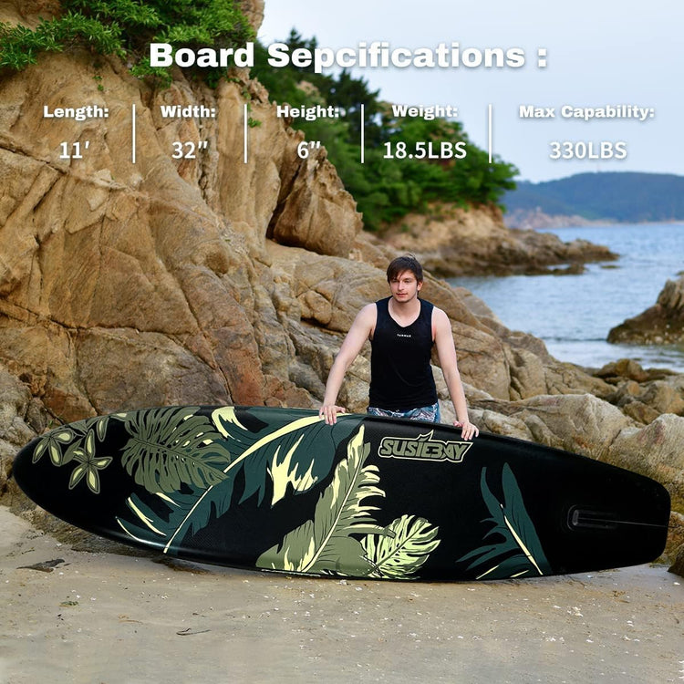 Susiebay Leaf sup board, black inflatable paddle board
