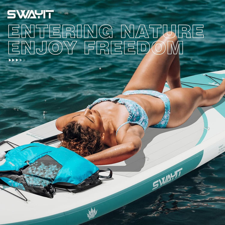 11' Inflatable Stand Up Paddle Board – Durable SUP with Adjustable Paddle,Dual Action Pump, Carry Bag, Ankle Leash, Non-Slip EVA Deck – All Skill Levels