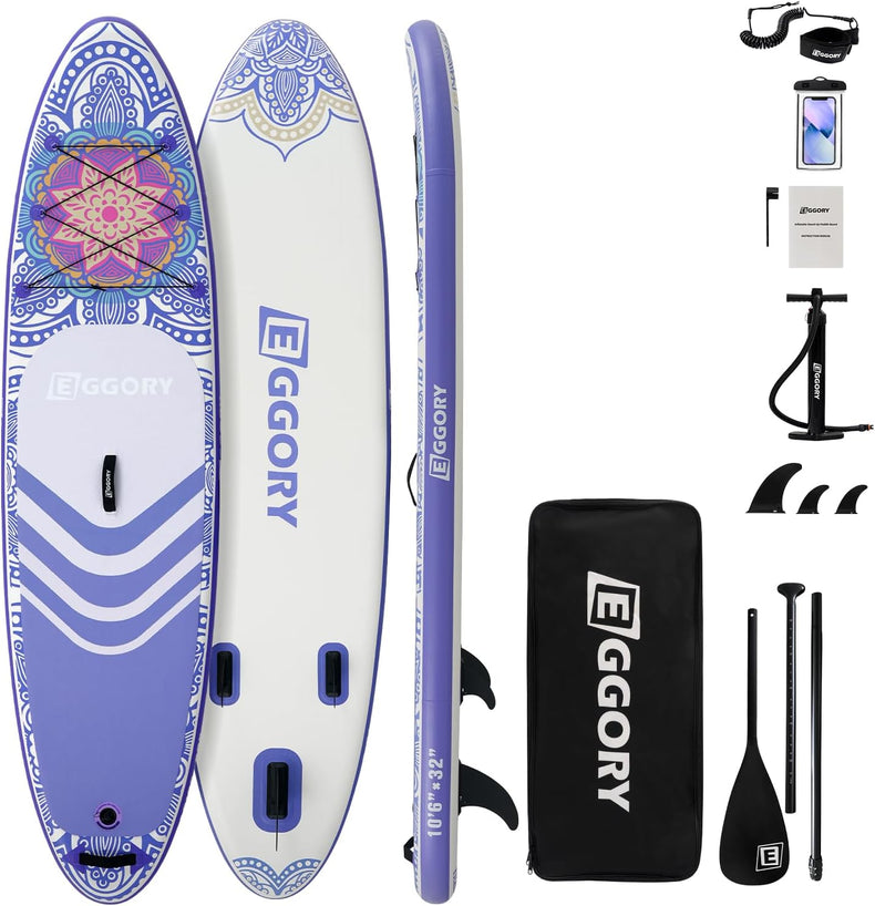 urple Inflatable Paddle Board,Stand Up Paddle Board Set, Extra Wide SUP Board with Removable Fin, Floating Paddle, Hand Pump, Waterproof Phone Pouch,Traveling Board