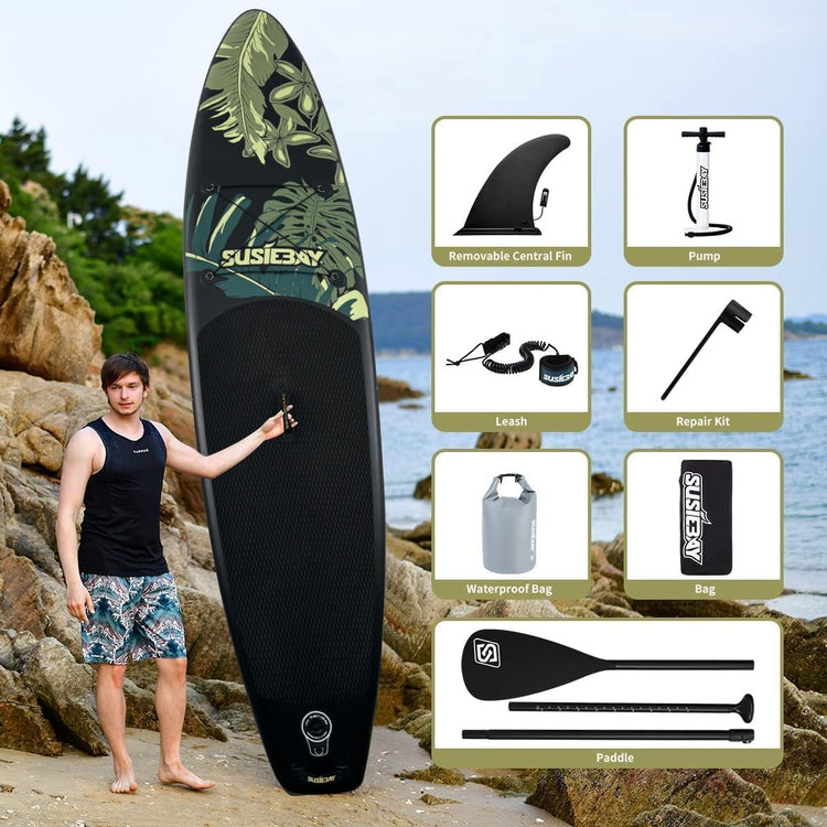Susiebay Leaf sup board, black inflatable paddle board