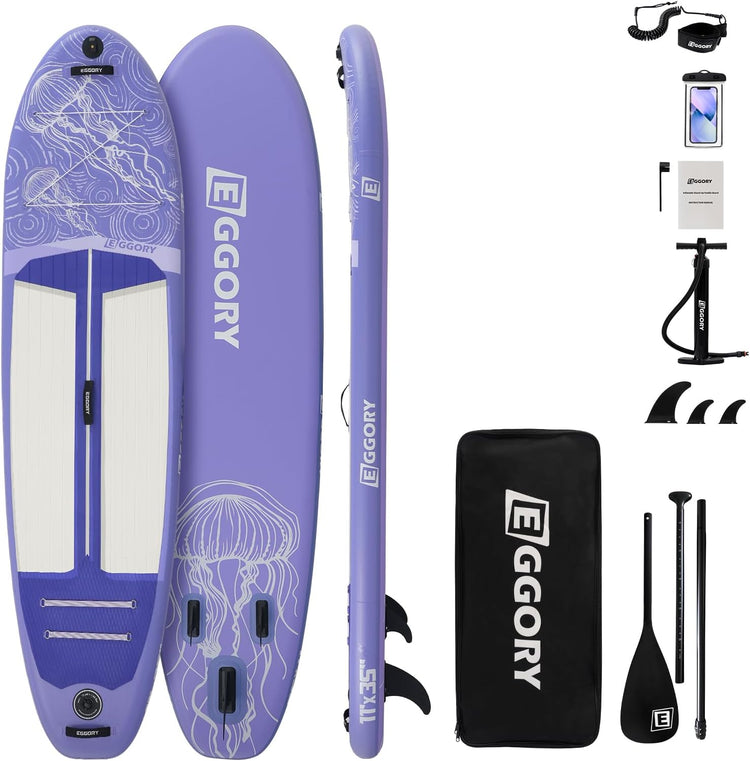 EGGORY SUP Board,Inflatable Paddle Board,Stand Up Paddle Board Set, Extra Wide SUP Board with Removable Fin, Floating Paddle, Hand Pump, Waterproof Phone Pouch,Traveling Board