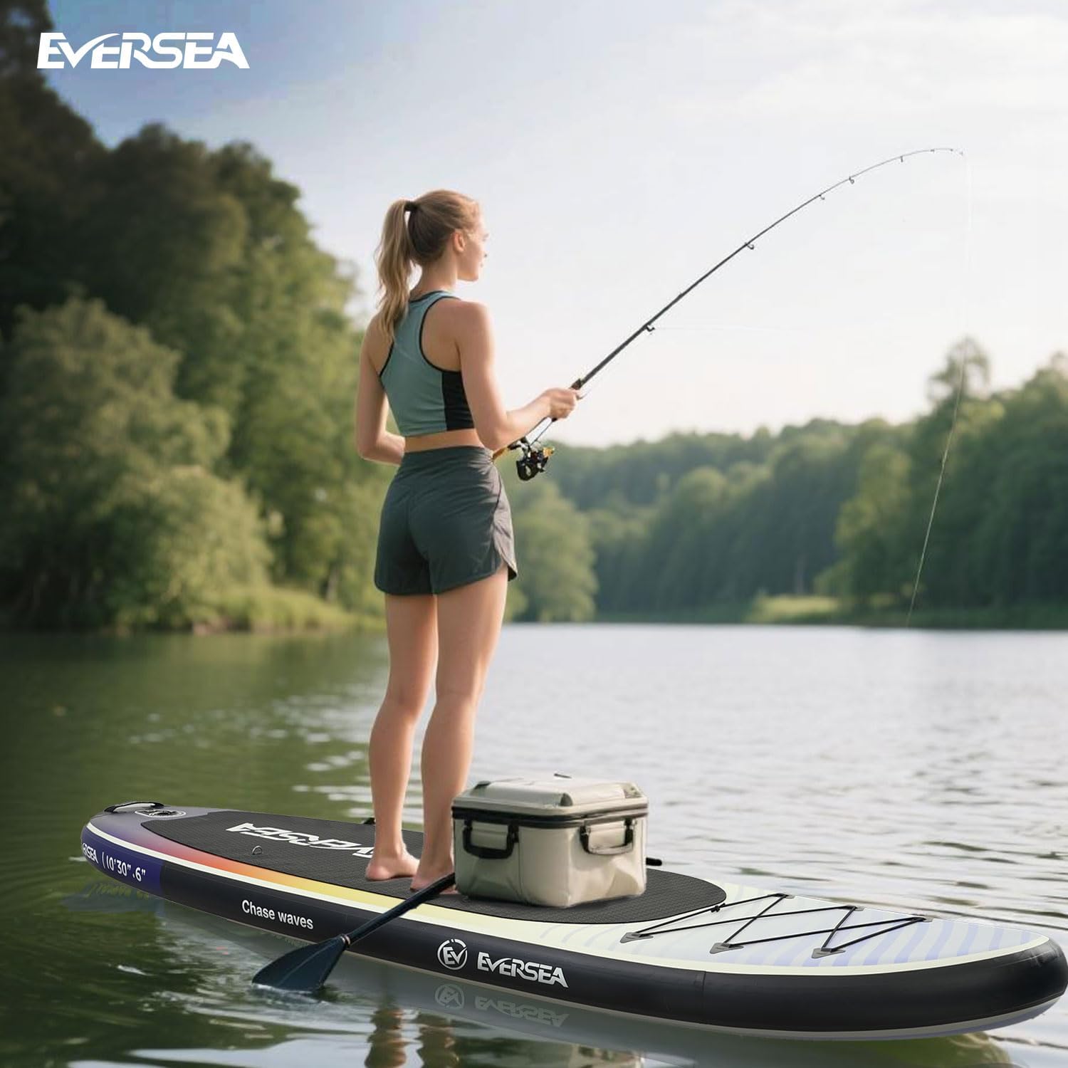 Standing Paddle Board, 10ft Inflatable SUP Board All-Around Inflatable Paddle Board with SUP Accessories, Non-Slip Comfort EVA Deck, Dual PVC Layer, Color Drifter Stable Wide SUP for Youth & Adults