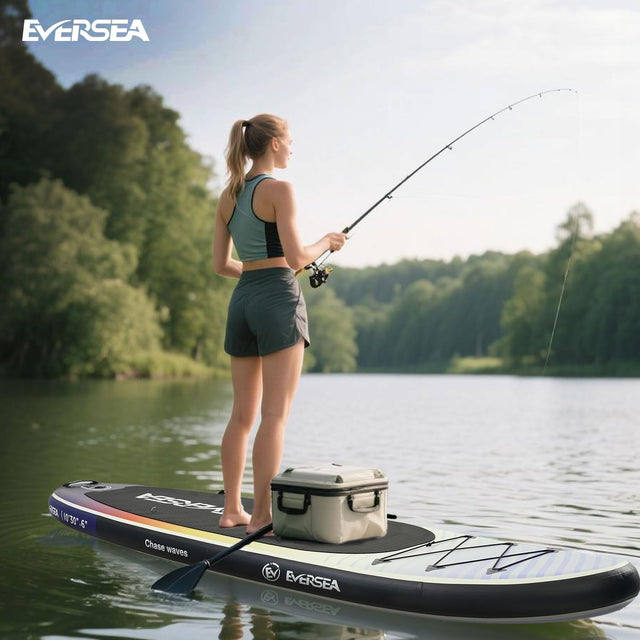 Standing Paddle Board, 10ft Inflatable  SUP Board All-Around Inflatable Paddle Board with SUP Accessories, Non-Slip Comfort EVA Deck, Dual PVC Layer, Color Drifter Stable Wide SUP for Youth & Adults