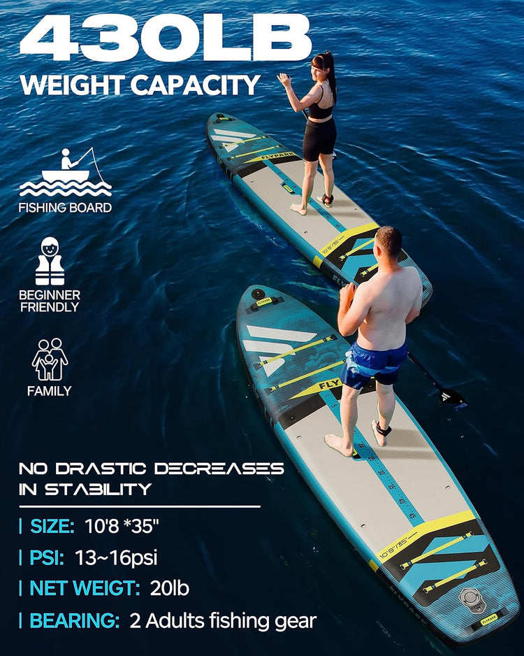 Extra Wide SUP board ,yellow line Inflatable paddle board