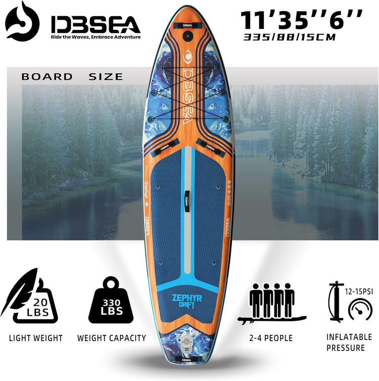 11' Yoga SUP Board, Fishing SUP Board Inflatable Paddle Board, Wide Stable SUP with Adj Paddle,