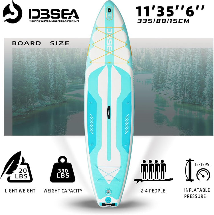 11' Yoga & Fishing Inflatable Paddle Board, Wide Stable SUP with Adj Paddle – Ideal for Beginners,