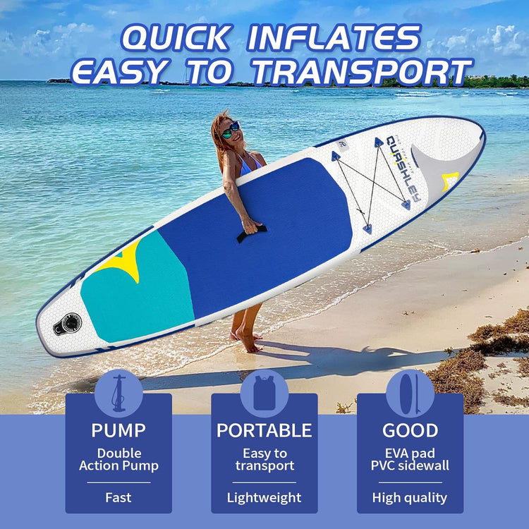Inflatable Sup Board 10'6"X32"X6" with All Paddleboard Accessories