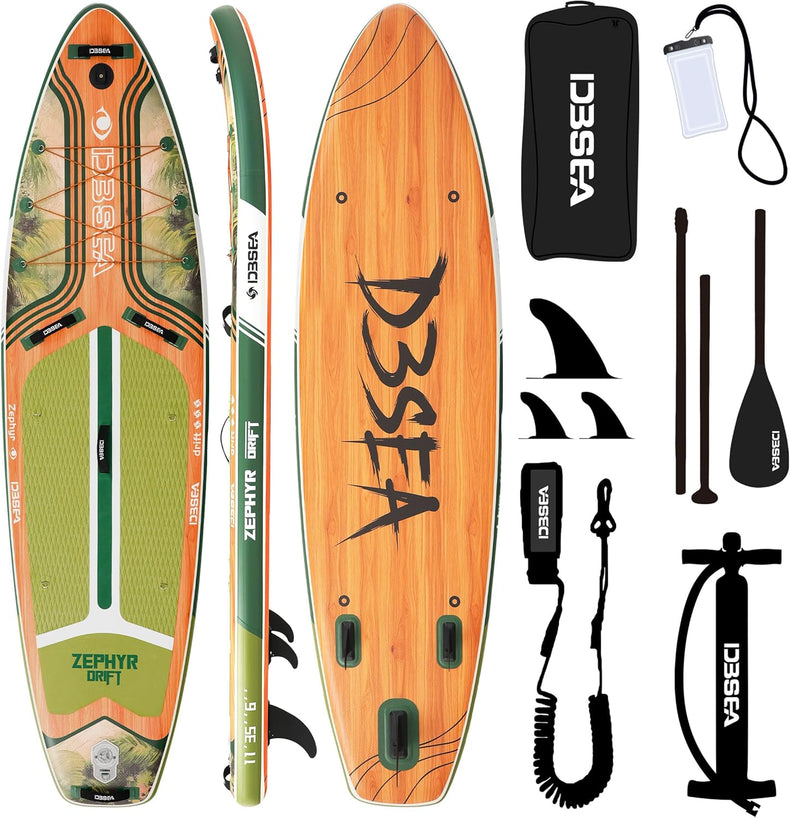 stand up paddle board ,11' Inflatable Paddle Board, Wide Stable SUP with Adj Paddle, Pump, Backpack, Leash, Waterproof Bag – Ideal for Beginners, Yoga, Fishing