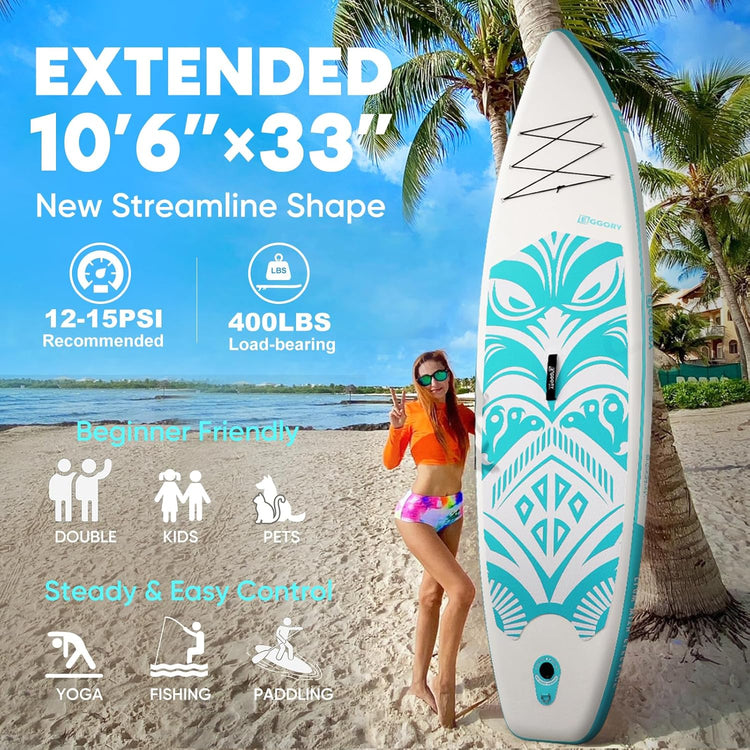 EGGORY SUP Board,Inflatable Paddle Board,Stand Up Paddle Board Set, Extra Wide SUP Board with Removable Fin, Floating Paddle, Hand Pump, Waterproof Phone Pouch,Traveling Board