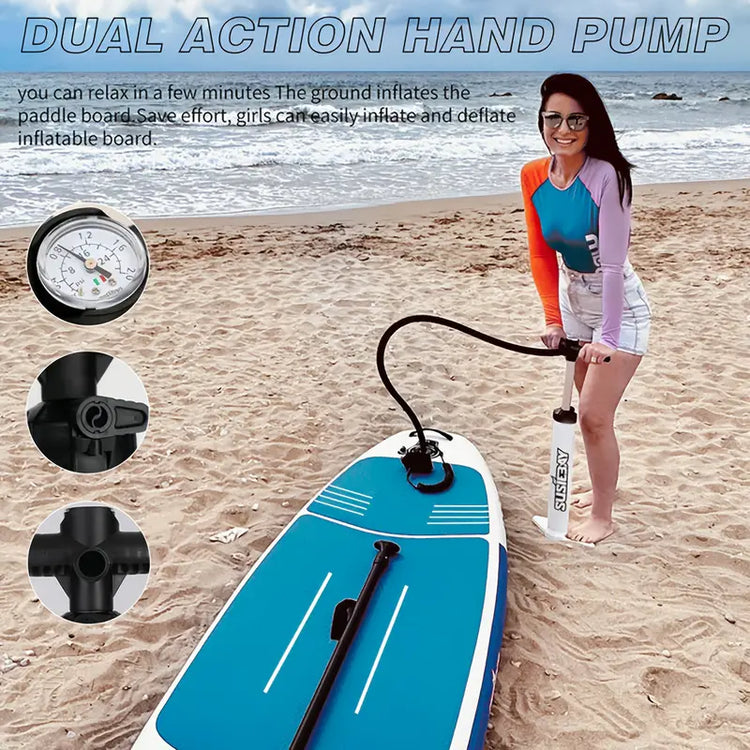 Inflatable paddle board and ISUP accessory set, designed for exploration and sightseeing, durable, lightweight, and stable with a wide sole, capable of bearing 300 pounds