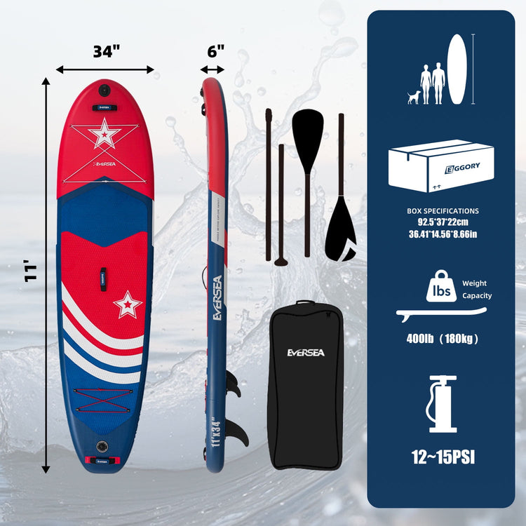 Inflatable Stand Up Paddle Board 11 FT Fishing Paddle board with Full SUP Accessories for All Skill Levels
