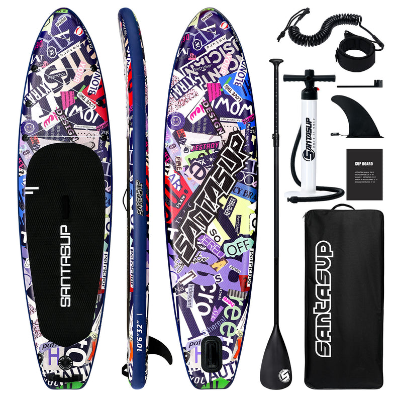 Inflatable Stand Up Paddle Board, Blow Up Paddle Board for Adults, 10ft Wide Stance Board, Sup Board with Sup Accessories, Non-Slip Deck, Adjustable Paddle, Travel Backpack