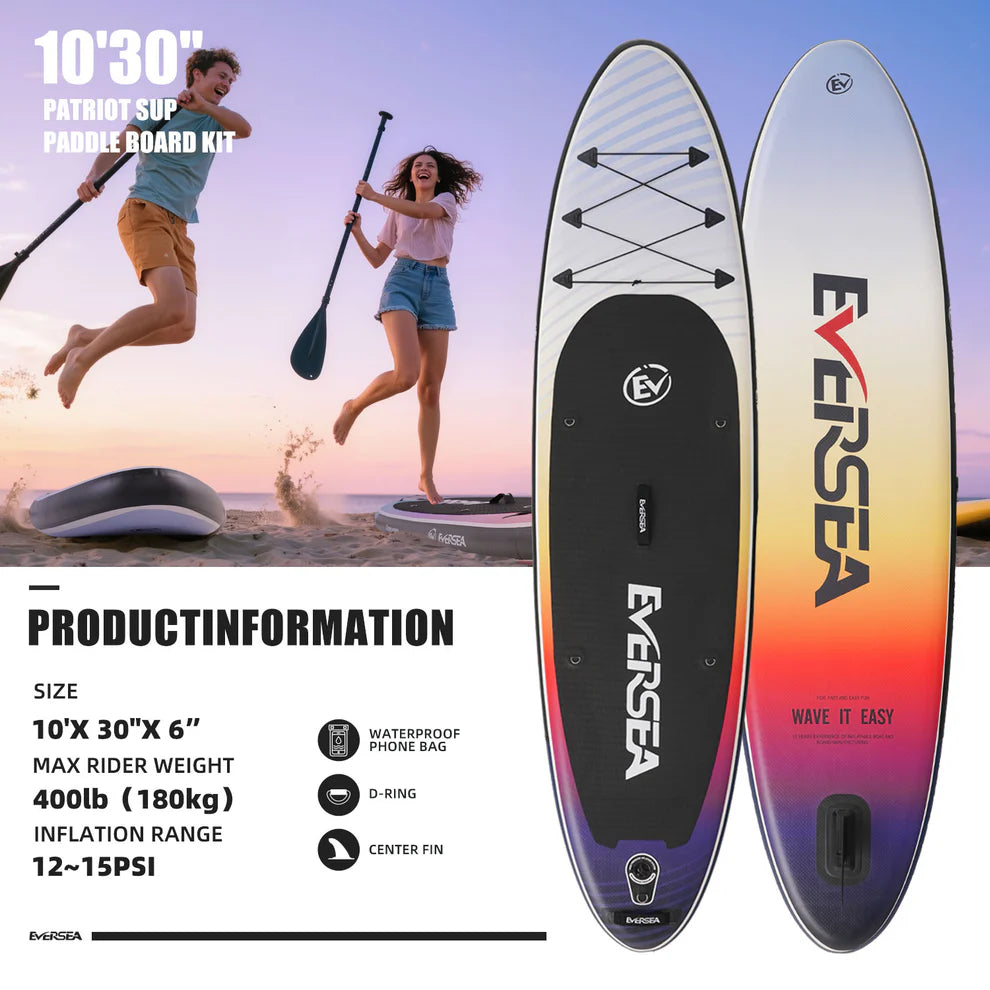 Standing Paddle Board, 10ft Inflatable  SUP Board All-Around Inflatable Paddle Board with SUP Accessories, Non-Slip Comfort EVA Deck, Dual PVC Layer, Color Drifter Stable Wide SUP for Youth & Adults