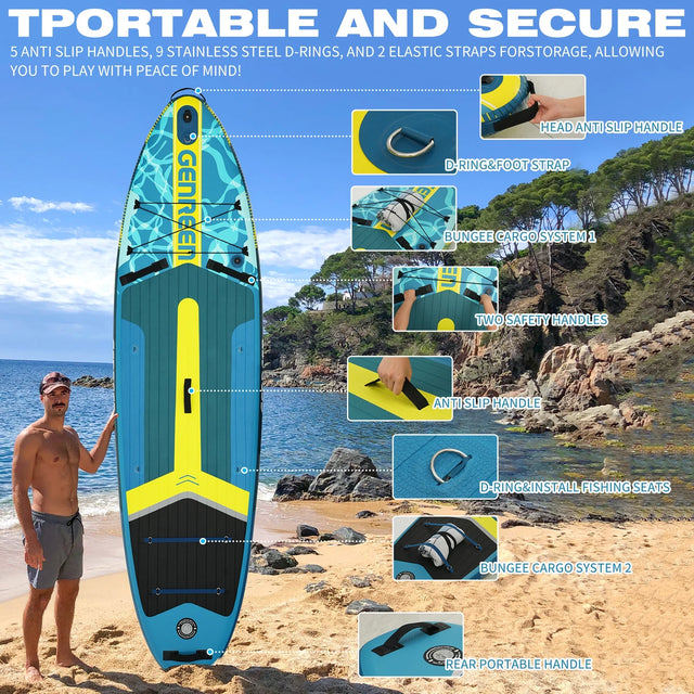 Inflatable Paddle Board 11"  with Full SUP Premium Accessories