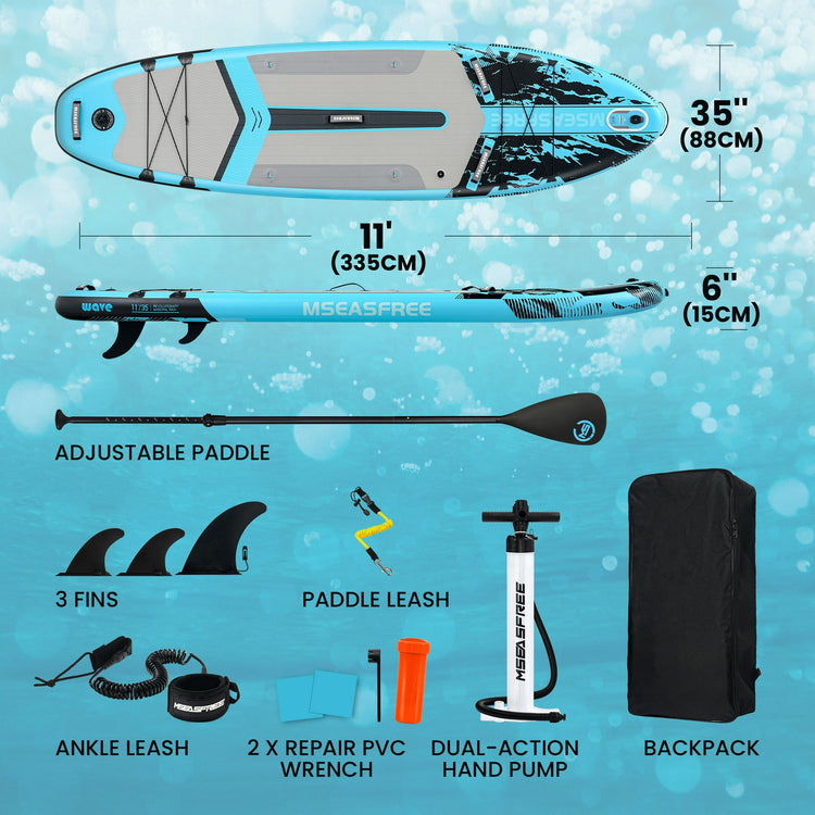 11 ft Inflatable Paddle Board Stand up Paddle Board All-Purpose Fishing Board with Full SUP Accessories