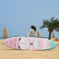11"×34"×6" Inflatable Stand Up Paddle Board Surfing Standing Paddle Board with SUP Accessories Backpack Removable Fins Leash Paddle Hand Pump for Youth Adult