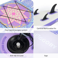 urple Inflatable Paddle Board,Stand Up Paddle Board Set, Extra Wide SUP Board with Removable Fin, Floating Paddle, Hand Pump, Waterproof Phone Pouch,Traveling Board