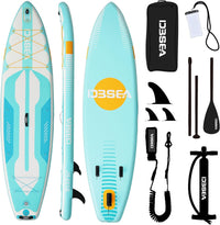 11' Yoga & Fishing Inflatable Paddle Board, Wide Stable SUP with Adj Paddle – Ideal for Beginners,