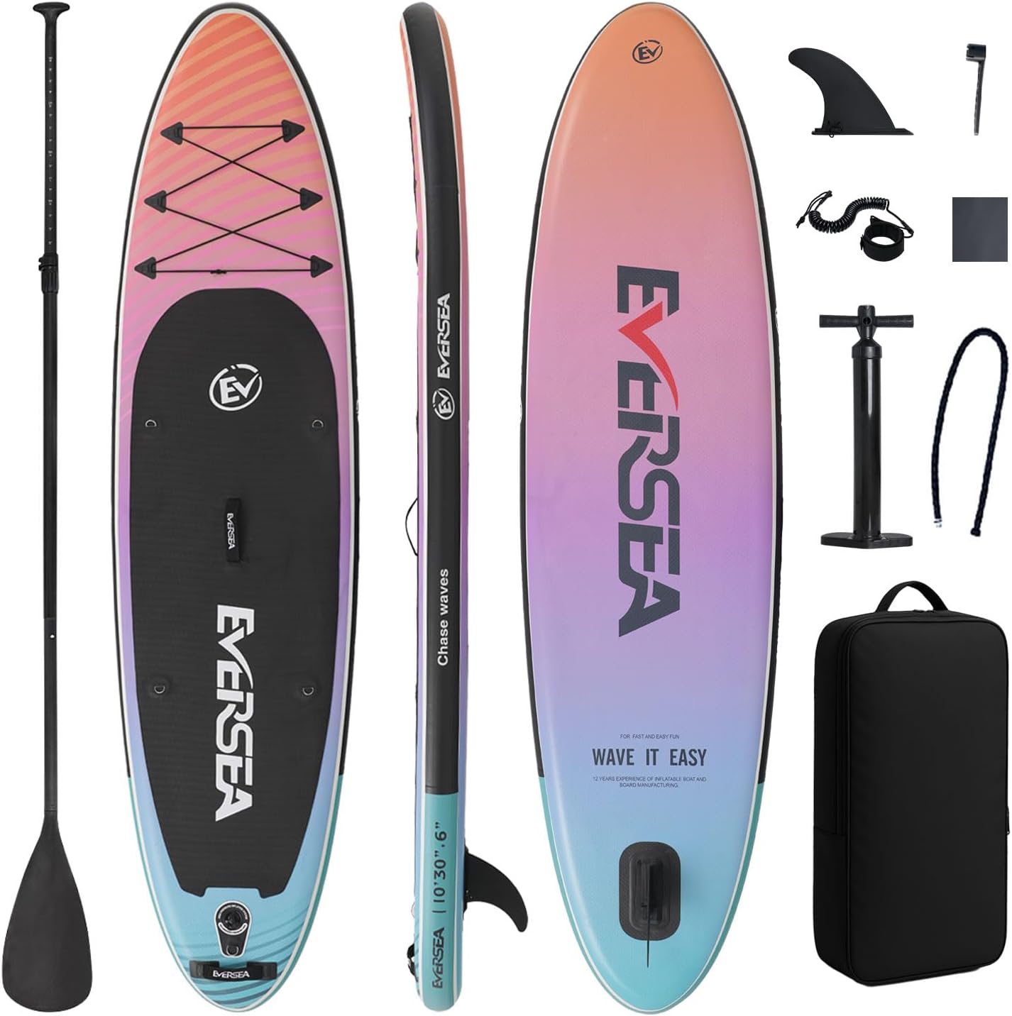 Standing Paddle Board, 10ft Inflatable  SUP Board All-Around Inflatable Paddle Board with SUP Accessories, Non-Slip Comfort EVA Deck, Dual PVC Layer, Color Drifter Stable Wide SUP for Youth & Adults