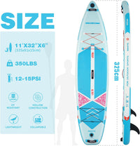 Geometry Blue Inflatable Stand Up Paddle Board – Durable SUP with Adjustable Paddle,Dual Action Pump, Carry Bag, Ankle Leash, Non-Slip EVA Deck – All Skill Levels