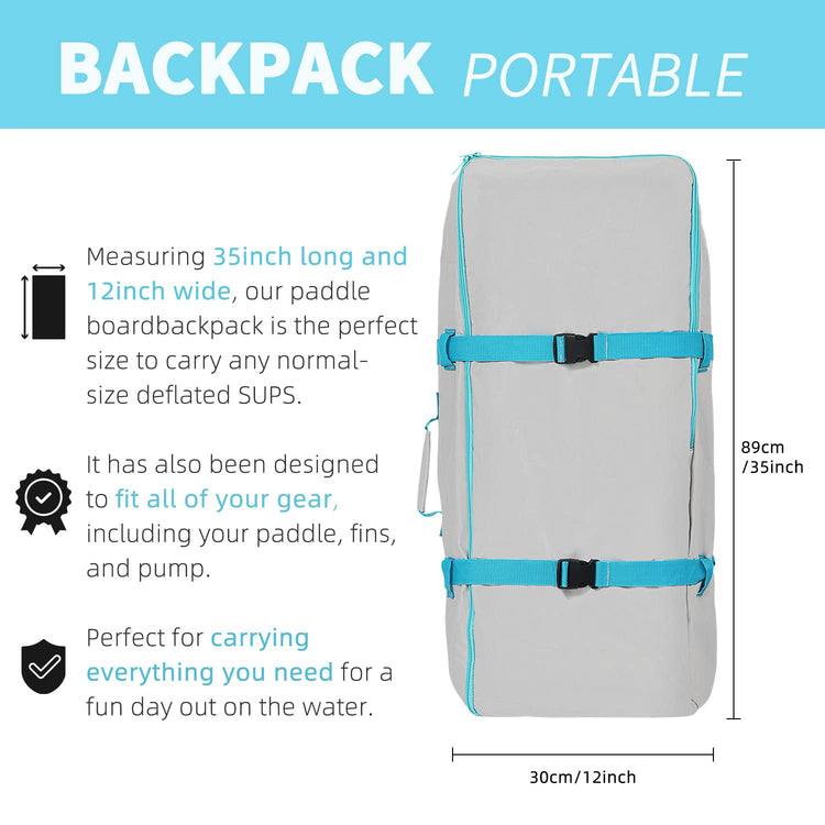 Paddle Board Backpack - 110L Large Capacity SUP Travel Bag with Padded Shoulder Straps, Waterproof Storage Backpack for Inflatable Stand Up Paddle Board, Pump & Accessories