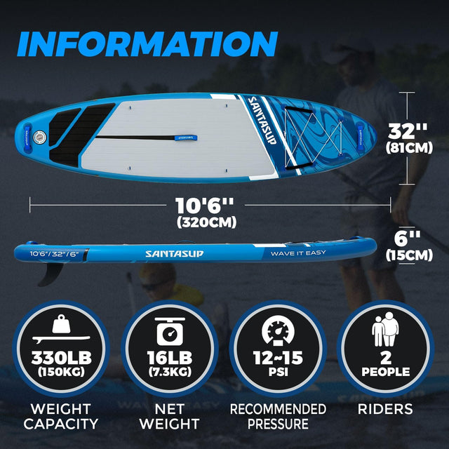 Stand Up Paddle Board Inflatable Paddle Board for Adults, 10ft Yoga Blow Up Paddle Board, Sup Board with Accessories, Non-Slip Deck, Travel Backpack Wide Stance
