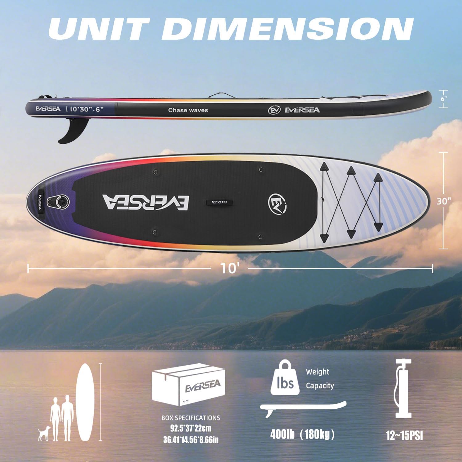 Standing Paddle Board, 10ft Inflatable  SUP Board All-Around Inflatable Paddle Board with SUP Accessories, Non-Slip Comfort EVA Deck, Dual PVC Layer, Color Drifter Stable Wide SUP for Youth & Adults