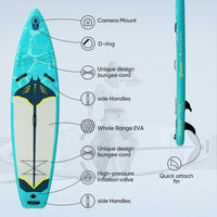 Inflatable Paddle Board,blue Stand Up Paddle Board Set, Extra Wide SUP Board with Removable Fin, Floating Paddle, Hand Pump, Waterproof Phone Pouch,Traveling Board