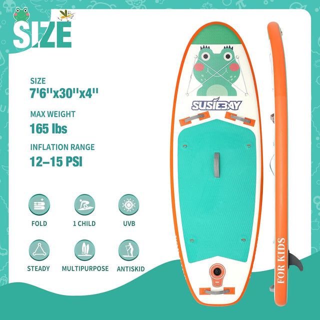 SUSIEBAY Inflatable Paddle Board, Stand Up Paddle Board for Adults, Kids,Youth,Wide Stance for All Levels, Traveling Board, Sup Board,Non-Slip Deck, Durable,Double Action Pump & 10L Dry Bag