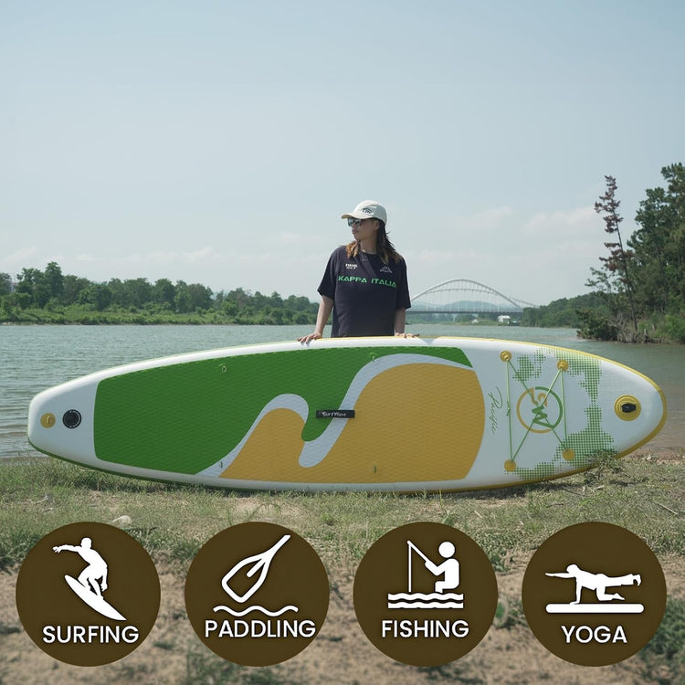 Aufblasbares Allround-SUP-Board, Paddleboard Pacific 10,8 Fuß, ultrastabiles aufblasbares Stand-Up-Paddleboard für Familie und Touren – inklusive Pumpe, Paddel und Rucksack
