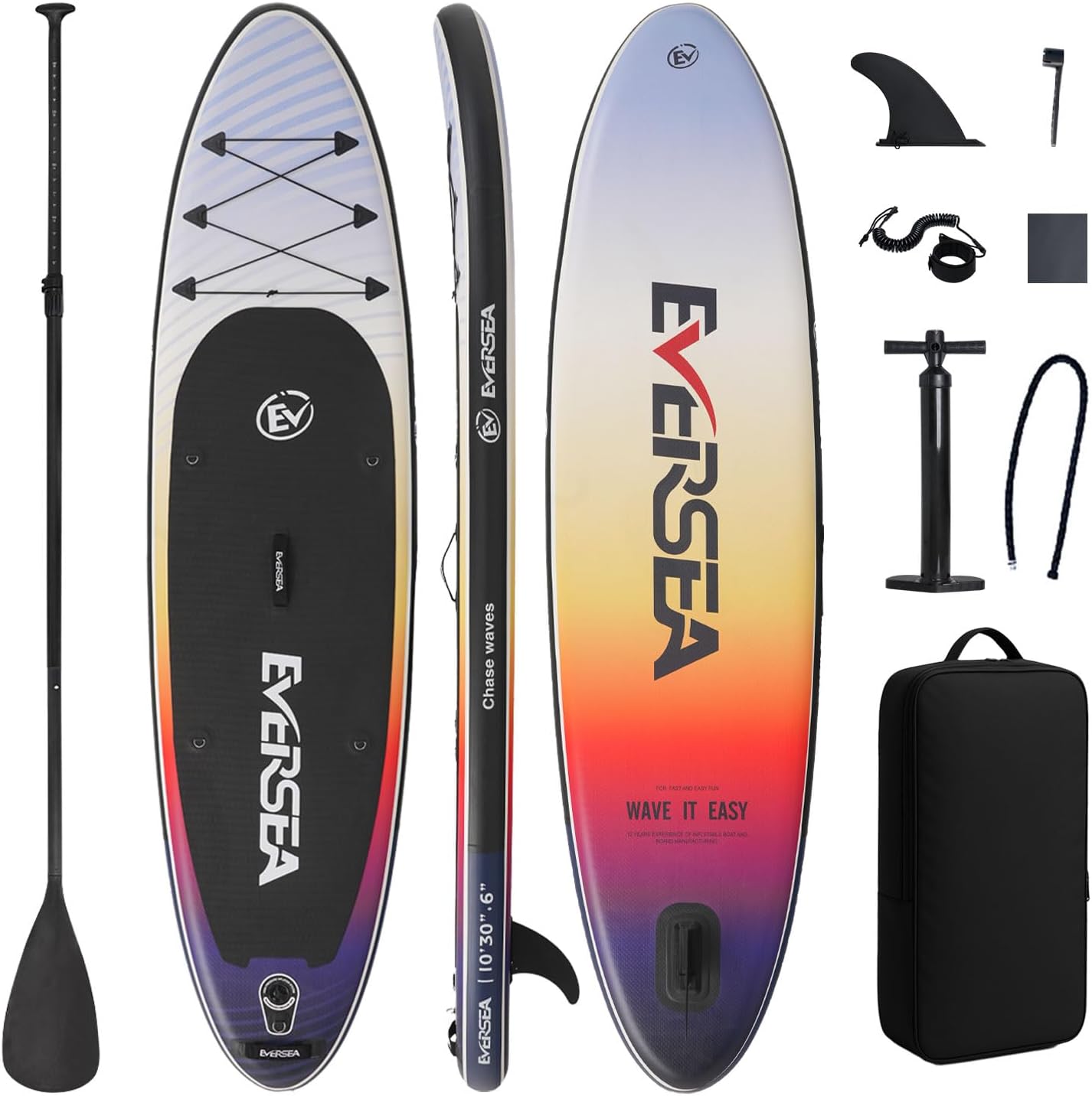 Standing Paddle Board, 10ft Inflatable  SUP Board All-Around Inflatable Paddle Board with SUP Accessories, Non-Slip Comfort EVA Deck, Dual PVC Layer, Color Drifter Stable Wide SUP for Youth & Adults