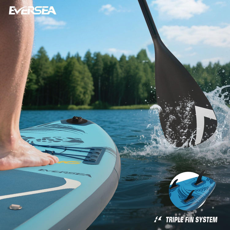 Turtle Deep Blue Inflatable Stand Up Paddle Board – Durable SUP with Adjustable Paddle,Dual Action Pump, Carry Bag, Ankle Leash, Non-Slip EVA Deck – All Skill Levels