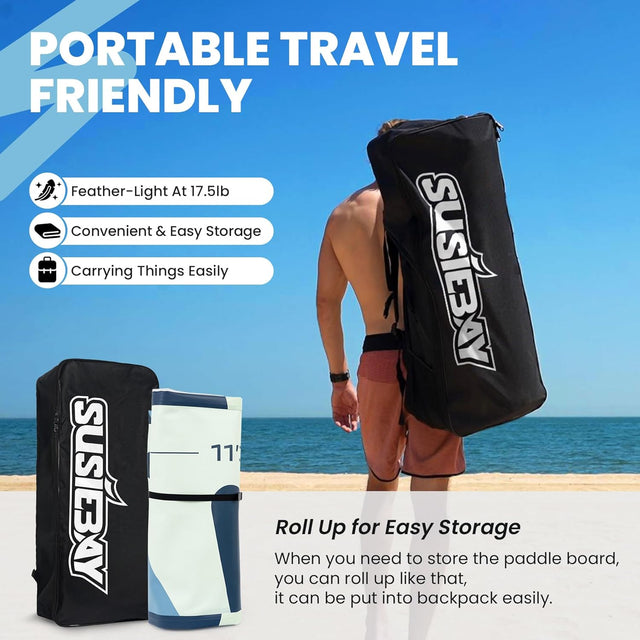 Inflatable Stand Up Paddle Board with SUP Accessories,Extra Wide Paddle Board Inflatable,Anti-Slip EVA Deck, Double Action Pump, 2+1 Removal Fins for Youth & Adult