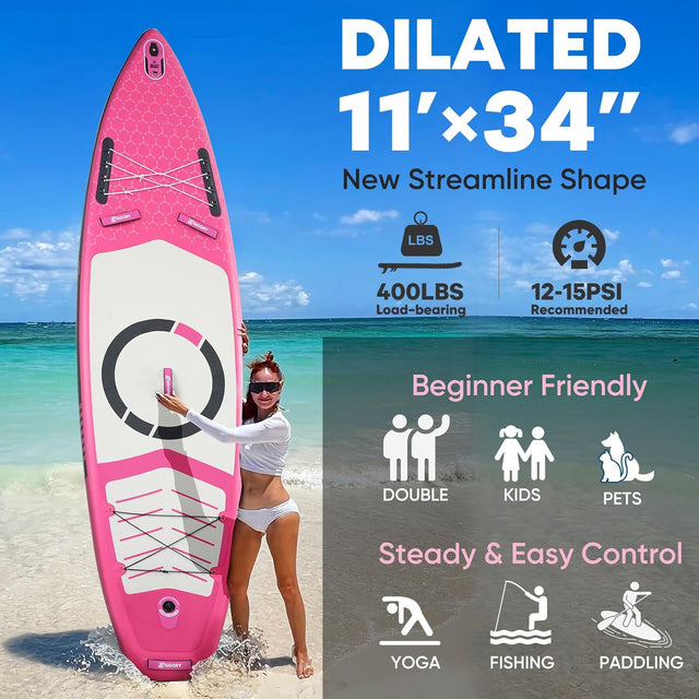 EGGORY SUP Board,Inflatable Paddle Board,Stand Up Paddle Board Set, Extra Wide SUP Board with Removable Fin, Floating Paddle, Hand Pump, Waterproof Phone Pouch,Traveling Board