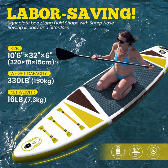 inflatable Stand Up Paddle Board with SUP Accessories,Inflatable Paddle Boards for Adults & Youth, Anti-Slip EVA Deck,Wide Stance,Dual Action Pump,108L Backpack