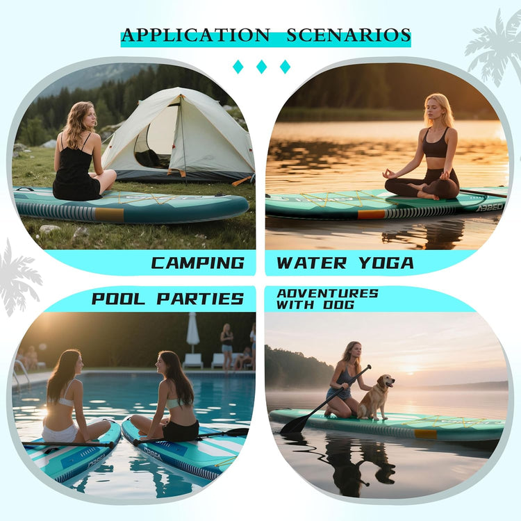 11' Inflatable SUP Paddle Board for All Skill Levels - Ultra-Light, Wide & Stable Non-Slip Deck - Complete SUP Kit with Adj Paddle, Pump, Backpack, Leash & Waterproof Bag