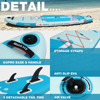 Geometry Blue Inflatable Stand Up Paddle Board – Durable SUP with Adjustable Paddle,Dual Action Pump, Carry Bag, Ankle Leash, Non-Slip EVA Deck – All Skill Levels