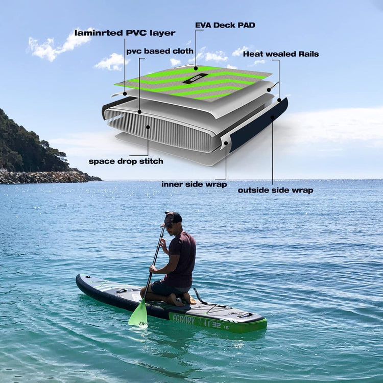 Stand Up Paddling Board Set Inflatable 335 cm 150 kg Foot Lead, Pump, Paddle, Bag & Accessories