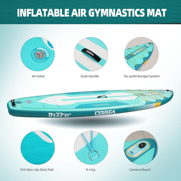 11' Inflatable SUP Paddle Board for All Skill Levels - Ultra-Light, Wide & Stable Non-Slip Deck - Complete SUP Kit with Adj Paddle, Pump, Backpack, Leash & Waterproof Bag