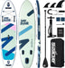 Aufblasbares Stand-Up-Paddle-Board mit SUP-Zubehör, extra breites aufblasbares Paddle-Board, rutschfestes EVA-Deck, Doppelhubpumpe, 2+1 abnehmbare Flossen für Jugendliche und Erwachsene 
