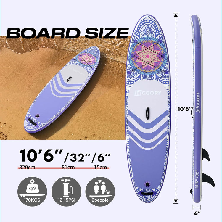 Inflatable SUP,Stand Up Paddle Board Set, Extra Wide SUP Board with Removable Fin, Floating Paddle, Hand Pump, Waterproof Phone Pouch,Traveling Board