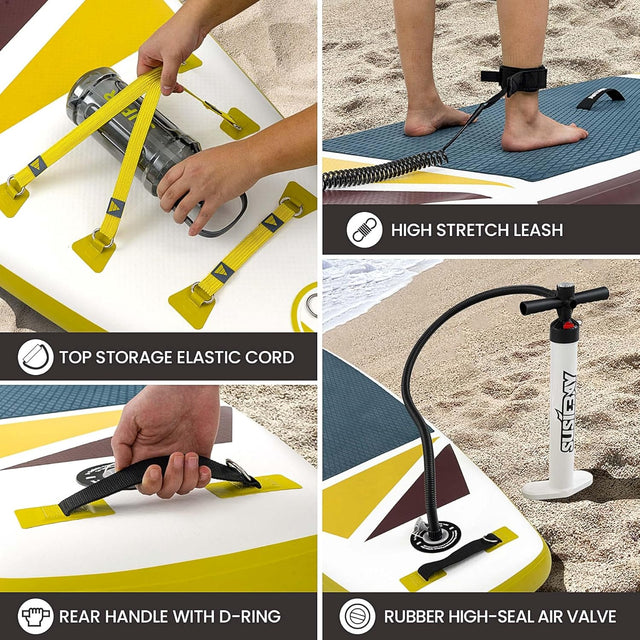 inflatable Stand Up Paddle Board with SUP Accessories,Inflatable Paddle Boards for Adults & Youth, Anti-Slip EVA Deck,Wide Stance,Dual Action Pump,108L Backpack