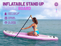 Tabla de SUP ecológica, tabla de paddle surf inflable reciclable de 3,2 m (10,6 pies), embalaje sin residuos y diseño ultraligero para viajes y yoga.