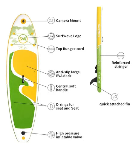 All-Around Inflatable SUP Board,paddle board Pacific 10.8ft Ultra-Stable inflatable stand up Paddle Board for Family & Touring - Includes Pump, Paddle & Backpack