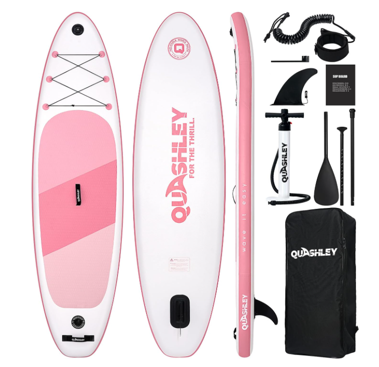 Eco-Friendly Pink SUP Board,stand up paddle board 10.6ft Recyclable inflatable Paddle Board - Zero-Waste Packaging & Ultra-Light Design for Travel & Yoga - Pink