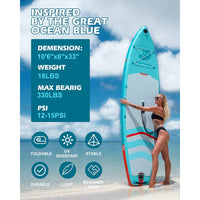 Ultra-Light Inflatable SUP Board | Inflatable paddle board 10.6ft Eco-Friendly stand up Paddle Board for Family & Travel - Includes Pump, Paddle & Backpack