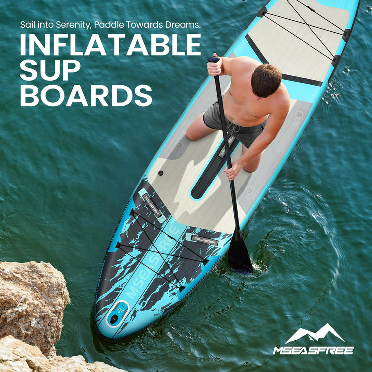Deep Green Inflatable Stand Up Paddle Board – Durable SUP with Adjustable Paddle,Dual Action Pump, Carry Bag, Ankle Leash, Non-Slip EVA Deck – All Skill Levels