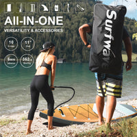 SUP-Board mit Holzmaserungsdesign, Stand-Up-Paddle-Board, 11 Fuß, umweltfreundliches, aufblasbares Stand-Up-Paddle-Board für Yoga und Angeln – extrem stabil, inklusive Pumpe und wasserdichter Tasche 
